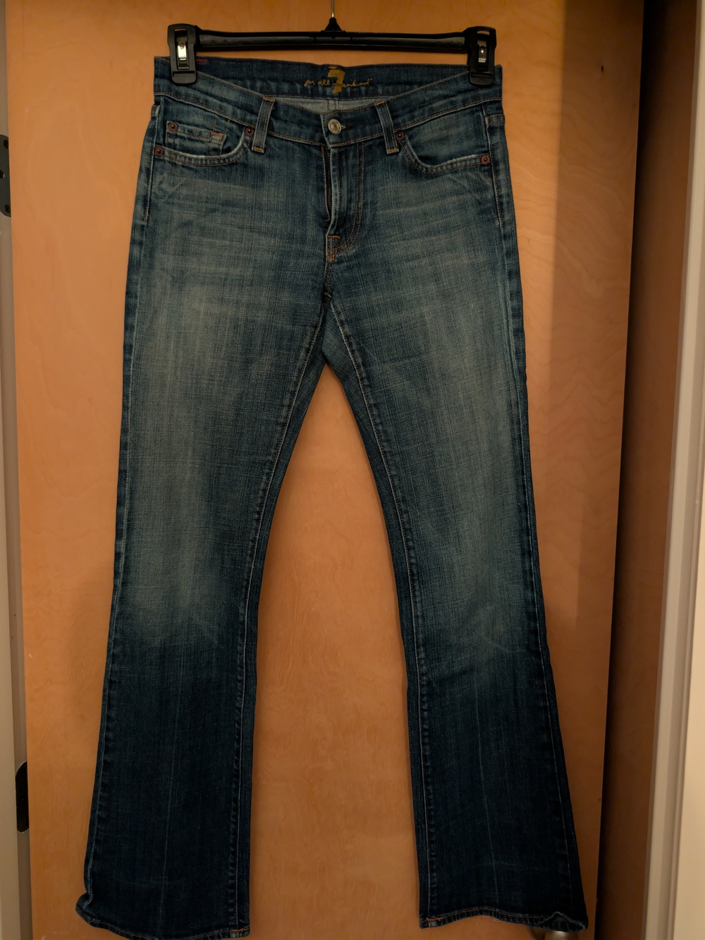 7 For All Mankind Women's Faded Blue Flare Jeans